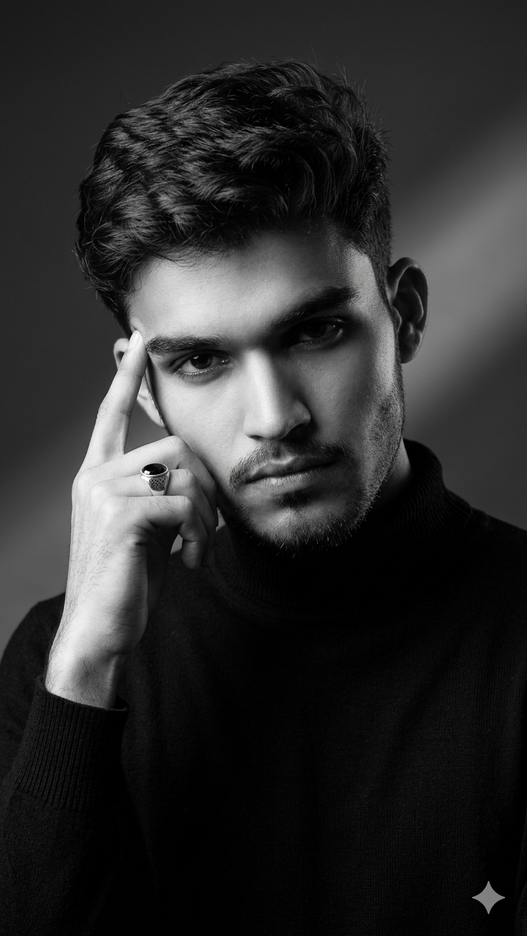 Ultra-Real Black & White Editorial Portrait (Magazine Level)
